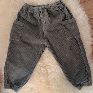 Quincy Mae Organic Toddler Pants 4-5T Dark Green Courderoy, Play Condition